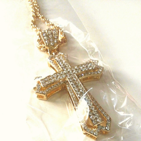 Gold Faux Diamond Cross Necklace | Poshmark